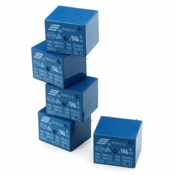 20Pcs SONGLE Mini 12V DC Power Relay SRD-12VDC-SL-C PCB Type