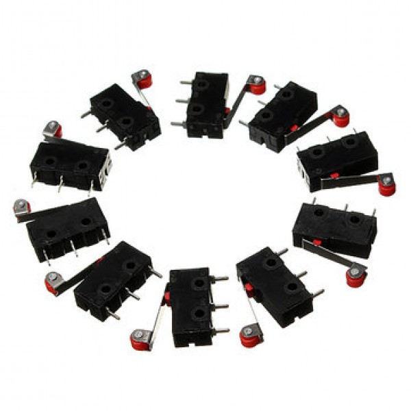 10Pcs Micro Limit Switch Roller Lever 5A...