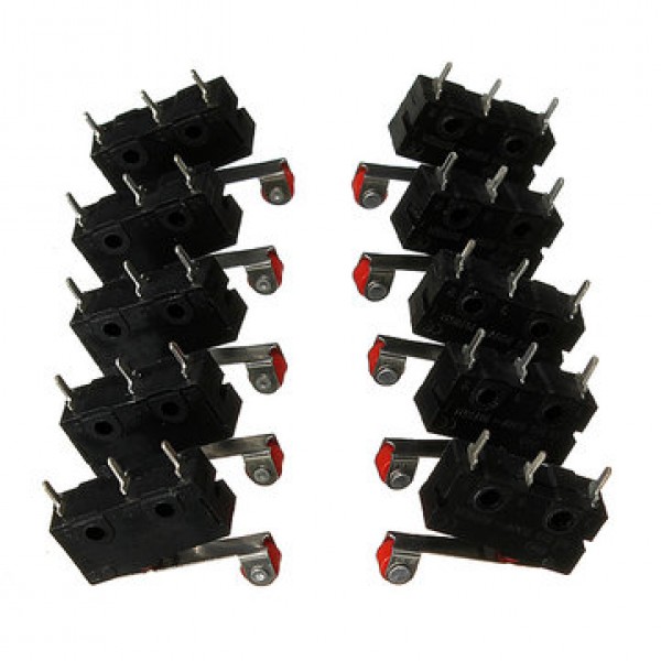 10Pcs Micro Limit Switch Roller Lever 5A 125V Open Close Switch