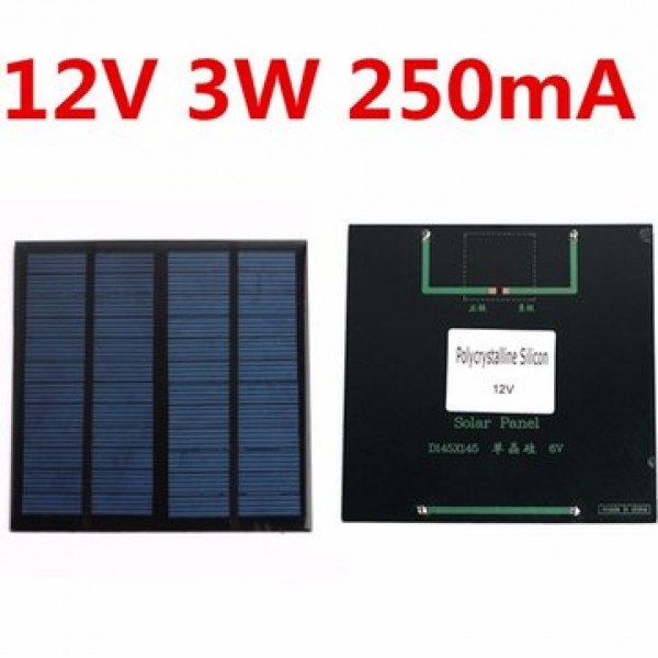 12V 3W Polycrystalline 145mm x 145mm Sol...