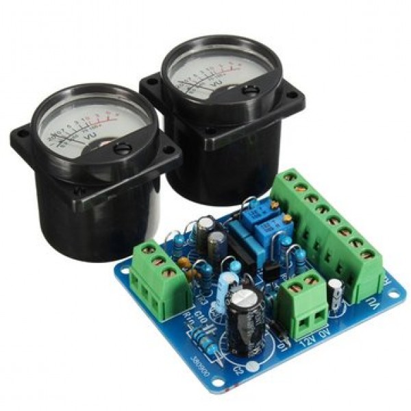 Audio Level Amp Driver Board With Two VU Meter