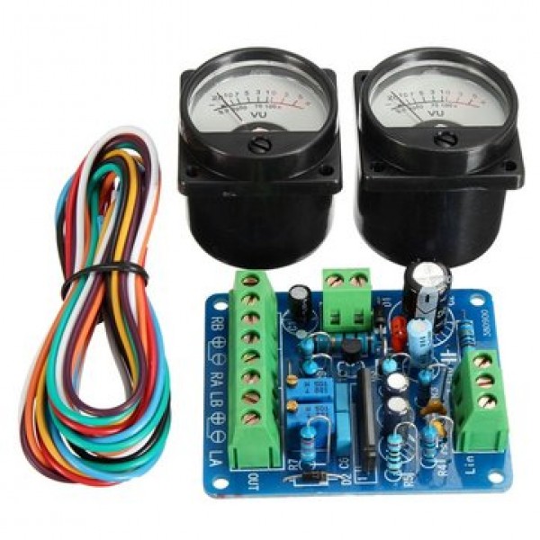 Audio Level Amp Driver Board With Two VU Meter