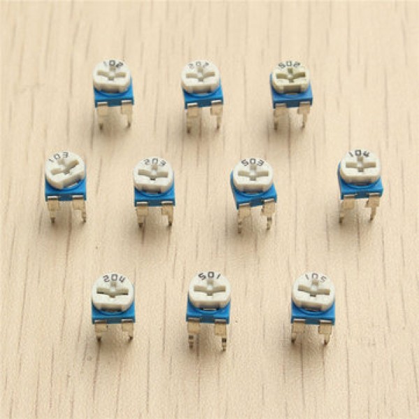 100Pcs 10 Values Variable Resistor 500R To 1M RM065 Carbon Film