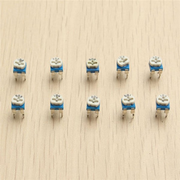 100Pcs 10 Values Variable Resistor 500R To 1M RM065 Carbon Film